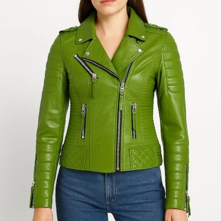 Women's Genuine Leather Jacket Classic Biker Style Zip-Up Coat Slim Fit Real Leather Outerwear Stylish Winter Moto Fashion Jacket - Image 3