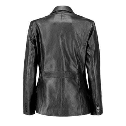 Women’s Black Lambskin Leather Blazer 2-Button Suit Jacket with Notched Lapel Genuine Leather Casual & Formal Coat for Office, Travel & Evening Wear - Image 6