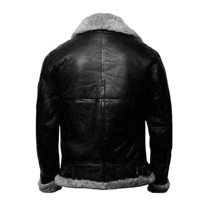 Men’s RAF Aviator Pilot Shearling Leather Jacket Real Sheepskin Flying Coat with Fur Collar Classic WWII Bomber Style Winter Outerwear - Image 8