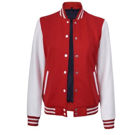 Women’s Red and White Varsity Jacket High School Letterman Bomber Style Baseball Jacket for Women | Lightweight Outerwear - Image 3