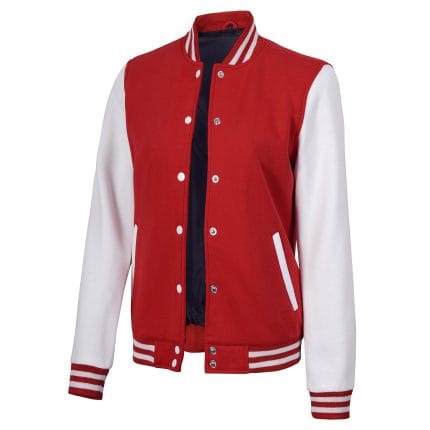 Women’s Red and White Varsity Jacket High School Letterman Bomber Style Baseball Jacket for Women | Lightweight Outerwear - Image 4