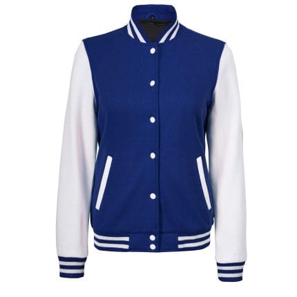 Women’s Blue and White Varsity Jacket Classic High School Letterman Bomber Baseball Jacket for Women | Lightweight Outerwear - Image 2