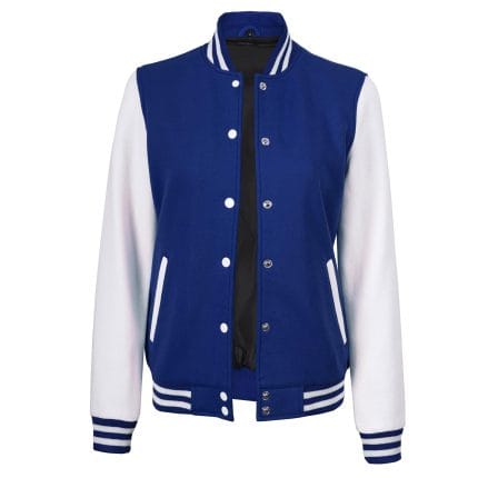 Women’s Blue and White Varsity Jacket Classic High School Letterman Bomber Baseball Jacket for Women | Lightweight Outerwear - Image 3