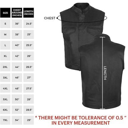 LuxHide Men’s Black Leather Motorcycle Biker Vest Club Style Riding Vest with Concealed Carry Pockets & Premium Cowhide Leather - Image 6