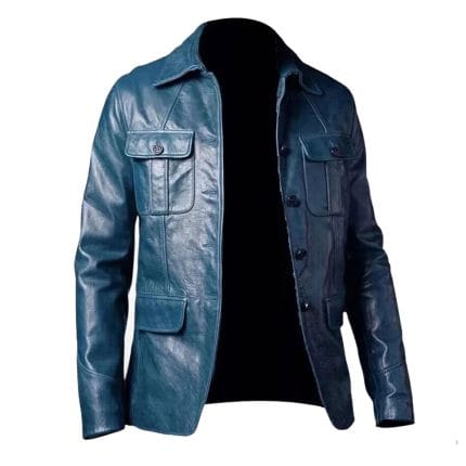 Men’s Stylish Blue Leather Jacket | Modern Slim Fit Outerwear with Premium Leather Finish | Trendy Casual & Semi-Formal Wear - Image 2