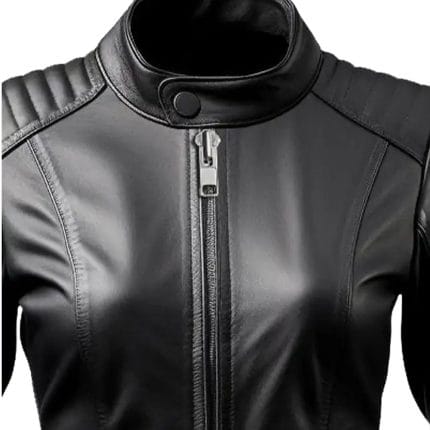 Women’s Genuine Leather Biker Jacket Slim Fit Motorcycle Style with Quilted Shoulders Stylish Moto Outerwear for Riding & Casual Wear - Image 4