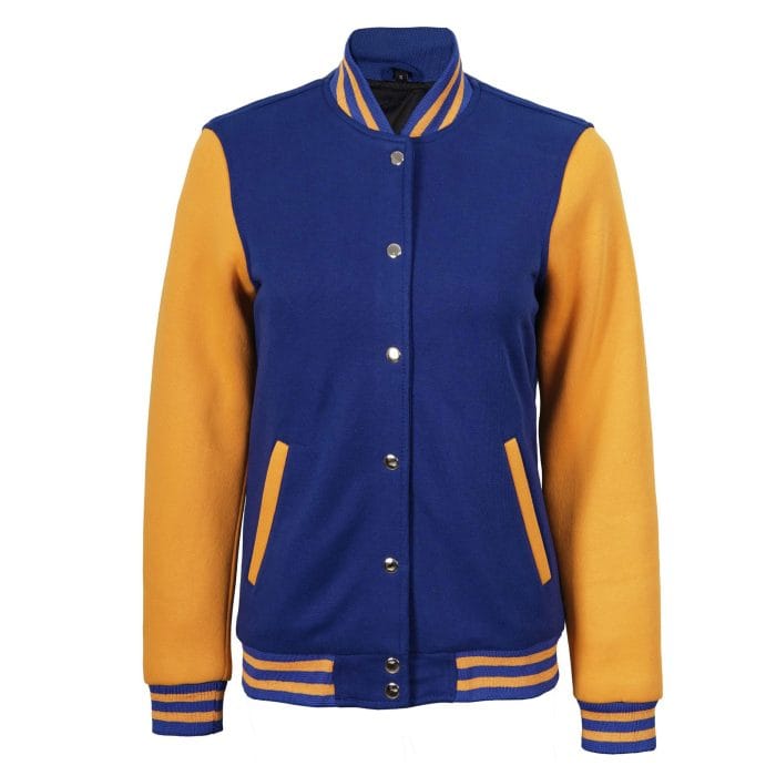 Women’s Blue and Yellow Varsity Jacket Letterman Baseball Bomber | Trendy College & Streetwear Outerwear - Image 2
