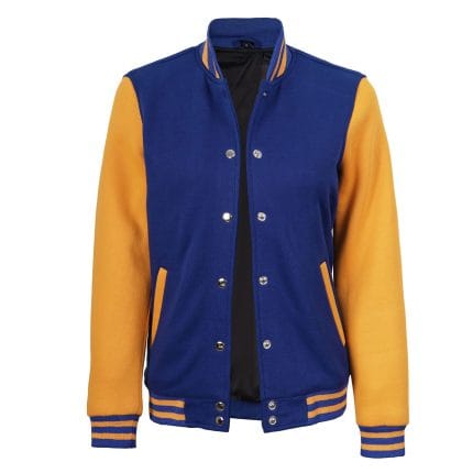 Women’s Blue and Yellow Varsity Jacket Letterman Baseball Bomber | Trendy College & Streetwear Outerwear - Image 3