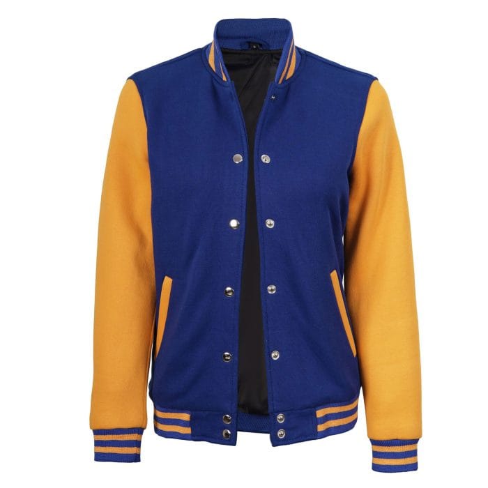 Women’s Blue and Yellow Varsity Jacket Letterman Baseball Bomber | Trendy College & Streetwear Outerwear - Image 3