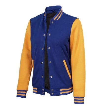 Women’s Blue and Yellow Varsity Jacket Letterman Baseball Bomber | Trendy College & Streetwear Outerwear - Image 4