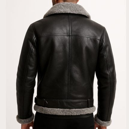 Men’s RAF Aviator Pilot Shearling Leather Jacket Real Sheepskin Flying Coat with Fur Collar Classic WWII Bomber Style Winter Outerwear - Image 2
