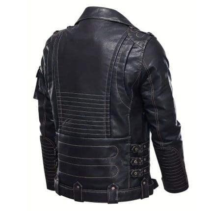 Men's Black Shearling Aviator Jacket Real Sheepskin RAF Flight Bomber Coat Winter Warm Biker Outerwear - Image 3