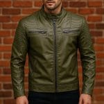 Men’s Punk Leather Jacket for Bikers Slim Fit Moto Coat Café Racer Style PU Jacket