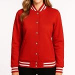 Women’s Red Varsity Jacket Classic Letterman Bomber Baseball Jacket | Stylish College & Streetwear Outerwear
