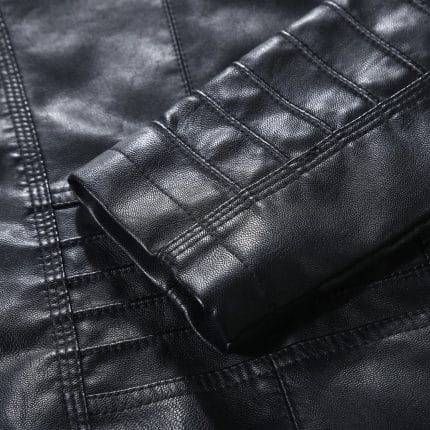 Women’s Black Faux PU Leather Jacket with Removable Hood Slim Fit Biker Moto Jacket - Image 5