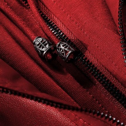 Women’s Red Faux PU Leather Jacket with Removable Hood Slim Fit Moto Biker Style - Image 6