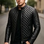 Men's Black Quilted Leather Jacket Slim Fit Biker Style Real Lambskin, Stylish & Durable Moto Outerwear