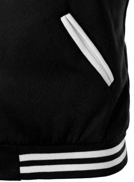 Men’s Varsity Baseball Jacket Black White Letterman College Bomber Cotton Blend Coat - Image 6