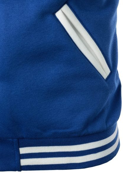 Men’s Varsity Baseball Jacket Blue White Letterman College Bomber Cotton Blend Coat - Image 7