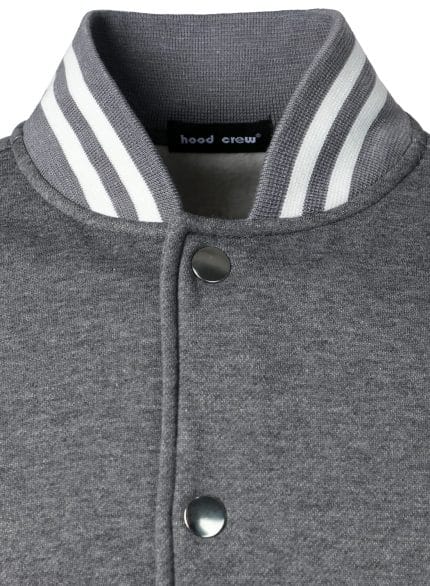 Men’s Varsity Baseball Jacket Dark Gray White Letterman College Bomber Cotton Blend Coat - Image 5
