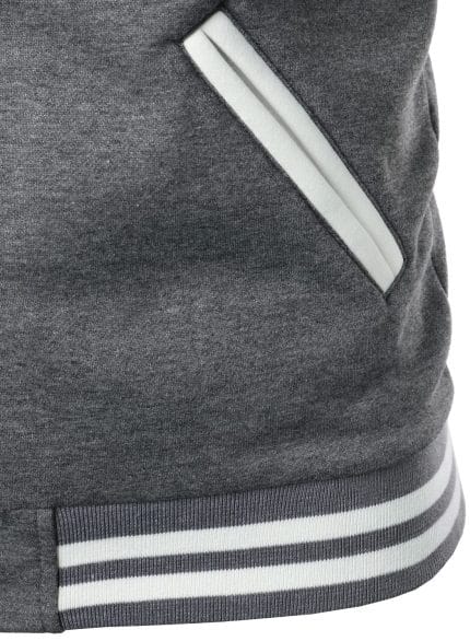 Men’s Varsity Baseball Jacket Dark Gray White Letterman College Bomber Cotton Blend Coat - Image 6