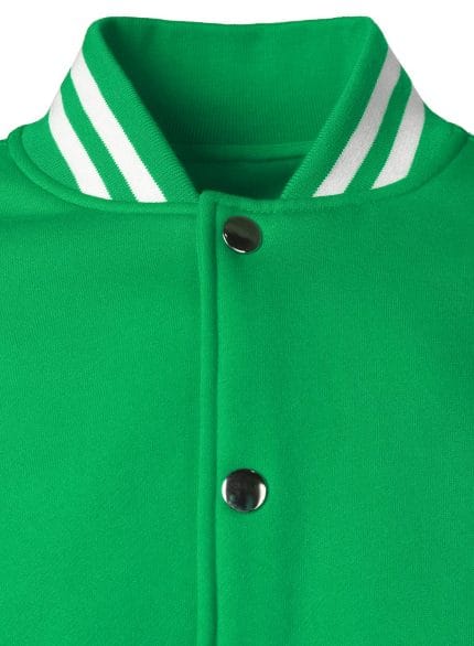 Men’s Varsity Jacket Green White Baseball Letterman Bomber College Style Cotton Blend Coat - Image 5