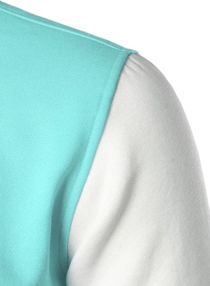 Men’s Varsity Jacket Light Blue & White Classic Baseball Letterman Bomber, Cotton Blend College Style Outerwear - Image 6
