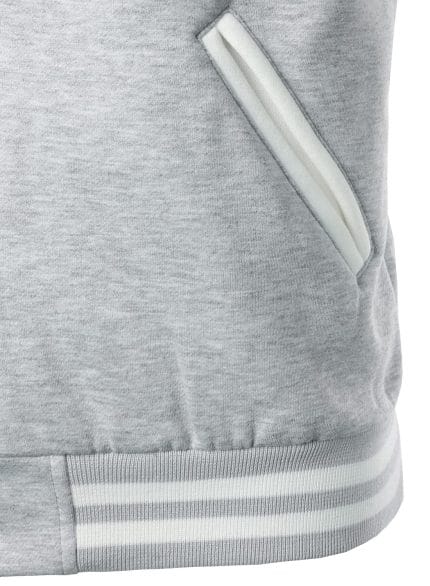 Men’s Varsity Jacket Light Gray & White – Classic Baseball Letterman Bomber, Cotton Blend College Streetwear Coat - Image 5
