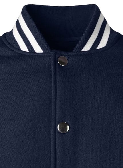 Men’s Varsity Jacket Navy Blue & White Classic Baseball Letterman Bomber, Cotton Blend College Outerwear - Image 5
