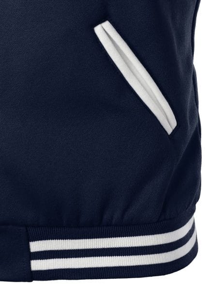 Men’s Varsity Jacket Navy Blue & White Classic Baseball Letterman Bomber, Cotton Blend College Outerwear - Image 6