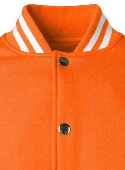 Men’s Varsity Jacket Orange & White Classic Baseball Letterman Bomber, Cotton Blend College Streetwear Coat - Image 5