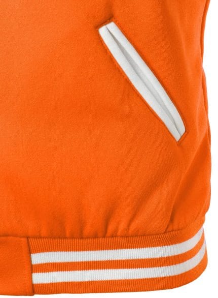 Men’s Varsity Jacket Orange & White Classic Baseball Letterman Bomber, Cotton Blend College Streetwear Coat - Image 7