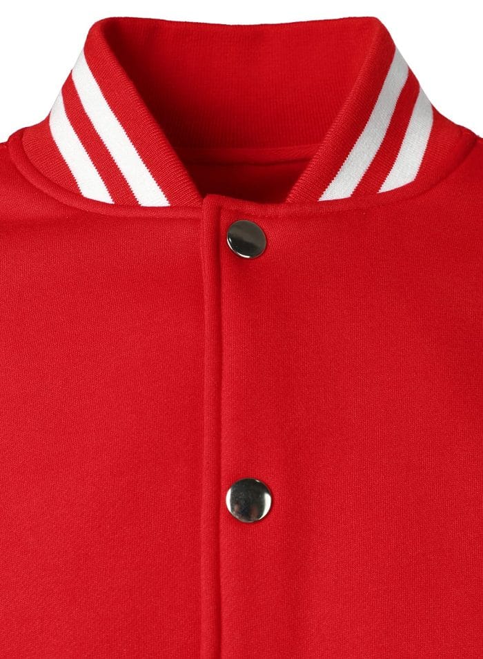 Men’s Varsity Jacket Red & White Classic Baseball Letterman Bomber, Cotton Blend College Outerwear - Image 5