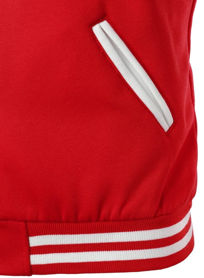 Men’s Varsity Jacket Red & White Classic Baseball Letterman Bomber, Cotton Blend College Outerwear - Image 6