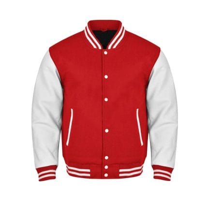 Men’s Red & White Varsity Jacket Classic Baseball Letterman Jacket with Faux Leather Sleeves | Stylish Streetwear & Casual Sports Outerwear - Image 2