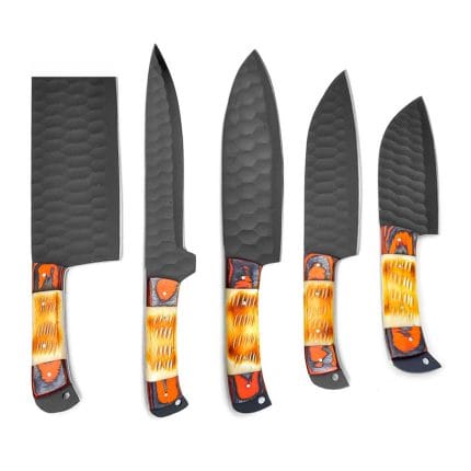 Professional Chef Knife Set of 5 Piece With Leather Roll - High carbon Stainless Steel Kitchen Knives for Home, Restaurant & Outdoor BBQ Cooking - Image 5