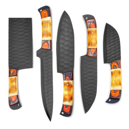 Professional Chef Knife Set of 5 Piece With Leather Roll - High carbon Stainless Steel Kitchen Knives for Home, Restaurant & Outdoor BBQ Cooking - Image 4