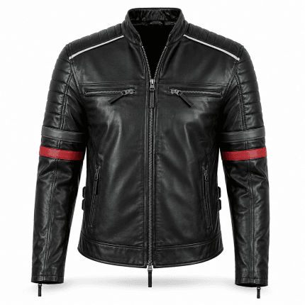 mens-black-genuine-leather-biker-jacket-green-red-stripes