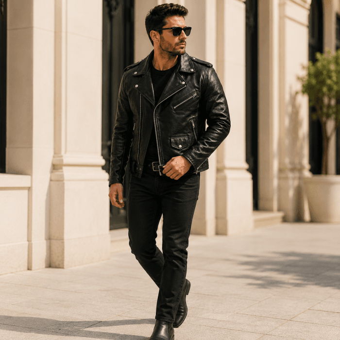 Men’s Brando Style Motorcycle Leather Jacket Genuine Buffalo Skin Classic Black Biker Coat Heavy Duty Riding Gear Vintage Cafe Racer Outerwear - Image 4