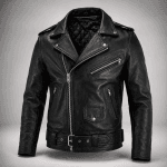 Men’s Brando Style Motorcycle Leather Jacket Genuine Buffalo Skin Classic Black Biker Coat Heavy Duty Riding Gear Vintage Cafe Racer Outerwear