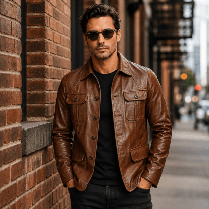 Men’s Stylish Leather Jacket | Modern Slim Fit Outerwear with Premium Leather Finish | Trendy Casual & Semi-Formal Wear - Image 5